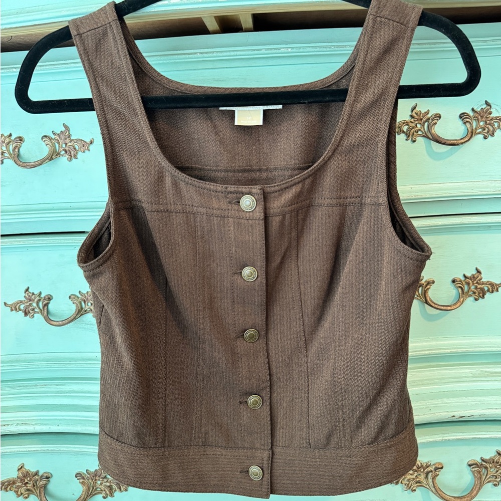 Michael Kors Brown Fitted Vest Jacket